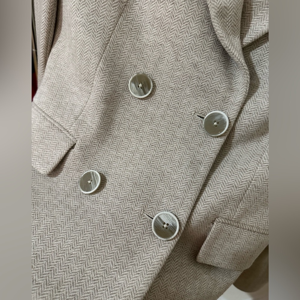 NEW Massimo Dutti Beige Chevron Blazer, Sz.4